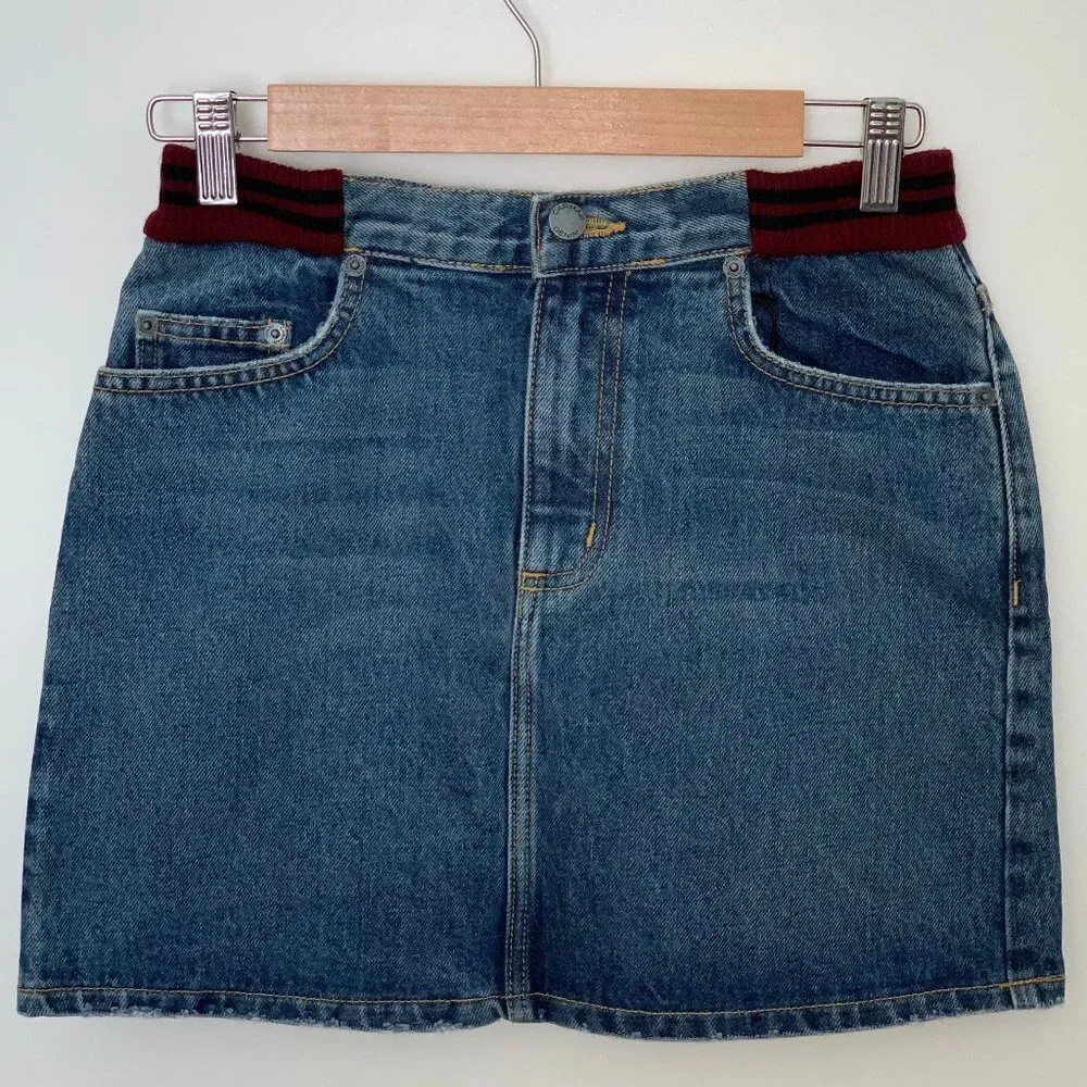 NWT - LF Carmar Rib Colin Denim Jean Skirt